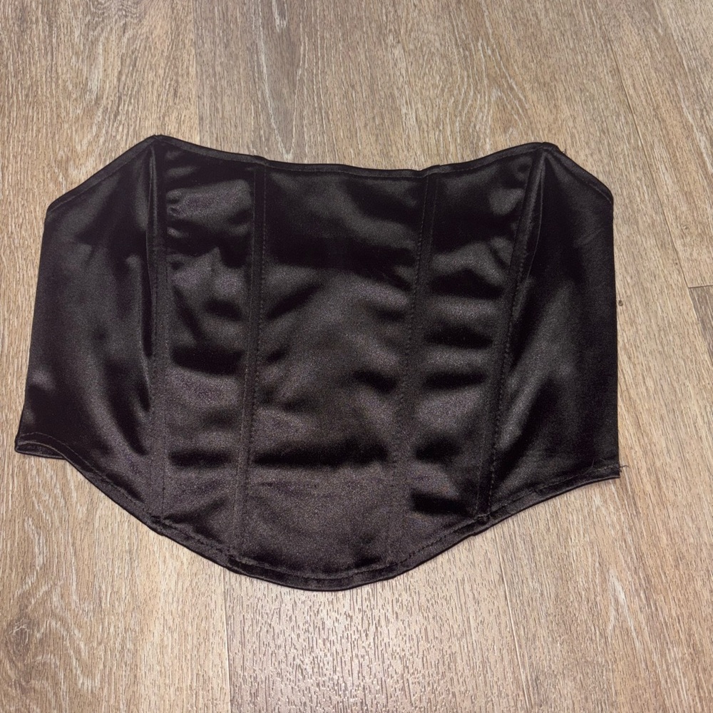 SHEIN Black Satin Crop Top